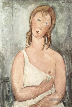  modigliani - Mädchen im Hemd rothaarige Mädchen 1918 Amedeo Modigliani